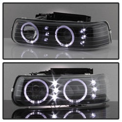 xTune Chevrolet Silverado 1500/Silverado 1500 HD/Silverado 2500/Silverado 2500 HD/Silverado 3500/Suburban 1500/Suburban 2500/Tahoe 99-02 4 pc. XTune Halo Projector Headlights LED w/Bumper Lights