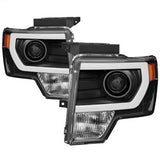 xTune Ford F-150 09-14 Halogen Model Only XTune DRL Light Bar Projector Headlights Not Compatible w/Factory Xenon/HID Model Black