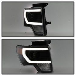 xTune Ford F-150 09-14 Halogen Model Only XTune DRL Light Bar Projector Headlights Not Compatible w/Factory Xenon/HID Model Black