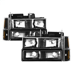 xTune Chevrolet C1500 Suburban/C2500 Suburban/K1500 Suburban/K2500 Suburban/C1500 Pickup/C2500 Pickup/C3500 Pickup/K1500/K1500 Pickup/K2500 Pickup/K3500 Pickup/Yukon 94-98 8 pc. XTune Headlights Black w/Corner And Parking Lights