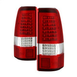 Akkon Chevy Silverado 1500 2500HD 03-06 /3500 04-06 (Not Fit Stepside) / and 2007 Silverado Classic C Shape LED Tail Lights - Red Clear