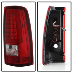 xTune Chevy Silverado 1500/2500/3500 99-02 / GMC Sierra 1500/2500/3500 99-06 and 2007 Sierra Classic  Version 3 Tail Lights - Light Bar LED - Red Clear