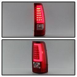 xTune Chevy Silverado 1500/2500/3500 99-02 / GMC Sierra 1500/2500/3500 99-06 and 2007 Sierra Classic  Version 3 Tail Lights - Light Bar LED - Red Clear