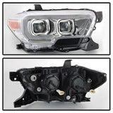 Akkon Toyota Tacoma 16-18 w/Sequential Turn Signal XTune DRL Light Bar Projector Headlights Chrome