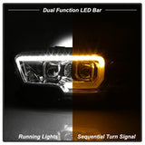Akkon Toyota Tacoma 16-18 w/Sequential Turn Signal XTune DRL Light Bar Projector Headlights Chrome