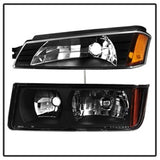 OE Chevrolet Avalanche 1500/Avalanche 2500 02-06 OEM XTune Headlights w/Bumper Lights Black