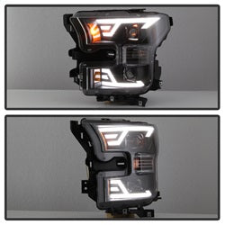 Akkon Ford F-150 15-17 Black DRL LED Light Bar Projector Headlights