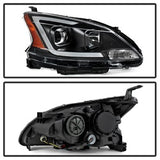 Akkon Nissan Sentra 13-15 Black DRL LED Light Bar Projector Headlights Halogen Models Only