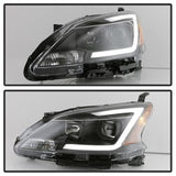 Akkon Nissan Sentra 13-15 Black DRL LED Light Bar Projector Headlights Halogen Models Only