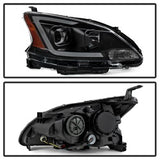 Akkon Nissan Sentra 13-15 Black Smoke DRL LED Light Bar Projector Headlights Halogen Models Only