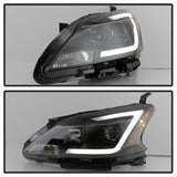 Akkon Nissan Sentra 13-15 Black Smoke DRL LED Light Bar Projector Headlights Halogen Models Only