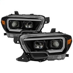 Akkon Toyota Tacoma 16-18 w/Sequential Turn Signal DRL Light Bar Projector Headlights Black