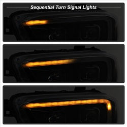 Akkon Toyota Tacoma 16-18 w/Sequential Turn Signal DRL Light Bar Projector Headlights Black