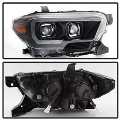 Akkon Toyota Tacoma 16-18 w/Sequential Turn Signal DRL Light Bar Projector Headlights Black