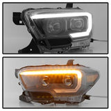 Akkon Toyota Tacoma 16-18 w/Sequential Turn Signal DRL Light Bar Projector Headlights Black