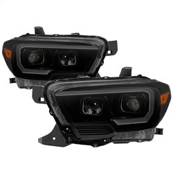 Akkon Toyota Tacoma 16-18 w/Sequential Turn Signal DRL Light Bar Projector Headlights Black Smoke