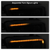 Akkon Toyota Tacoma 16-18 w/Sequential Turn Signal DRL Light Bar Projector Headlights Black Smoke