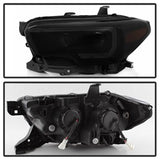 Akkon Toyota Tacoma 16-18 w/Sequential Turn Signal DRL Light Bar Projector Headlights Black Smoke