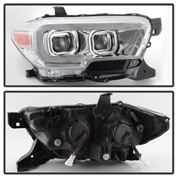Akkon Toyota Tacoma 16-18 w/Sequential Turn Signal DRL Light Bar Projector Headlights Chrome