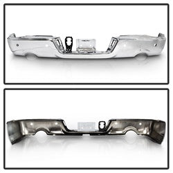 xTune Dodge Ram 1500/1500 09-10 Chrome OEM Style Steel Rear Bumper w/Dual Exhaust Models And Parking Sensors Hole OEM PN[CH1102365]