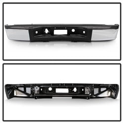 xTune Chevrolet Silverado 2500 HD/Silverado 3500 HD/Sierra 2500 HD/Sierra 3500 HD 07-10 Chrome OEM Style Steel Rear Bumper w/Dual Exhaust Does Not Fit w/Park Assist Sensor Hole And Dual Rear Wheels