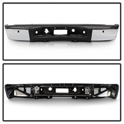 xTune Chevrolet Silverado 2500 HD/Silverado 3500 HD/Sierra 2500 HD/Sierra 3500 HD 07-10 Chrome OEM Style Steel Rear Bumper w/Parking Sensors Hole Does Not Fit w/Dual Rear Wheel