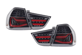 LED Tail Lights BMW 325i 328i 330i 335i E90 Sedan (09-11) Sequential Signal Red / Chrome / Black - K2 Industries