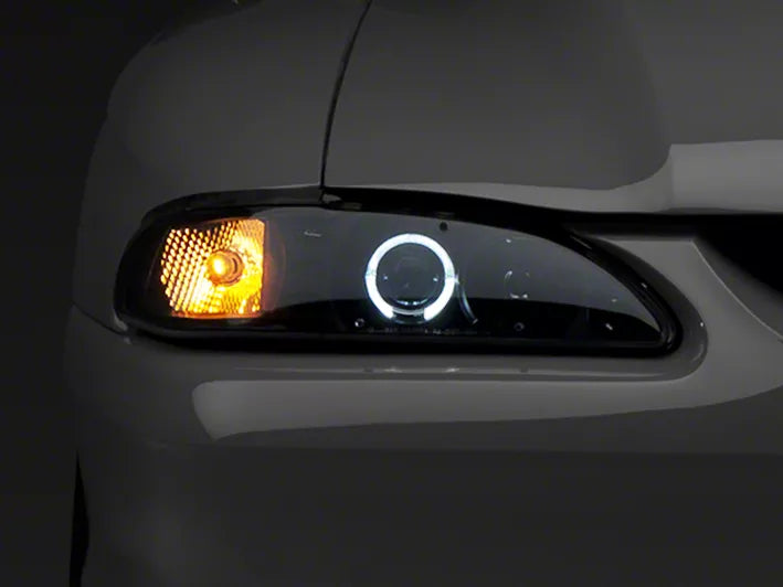 Raxiom Led Halo Projector Headlights; Black Housing; Smoked Lens (94-98 Mustang)
