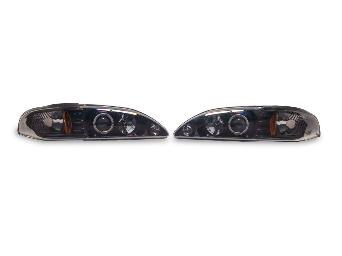 Raxiom Led Halo Projector Headlights; Black Housing; Smoked Lens (94-98 Mustang)
