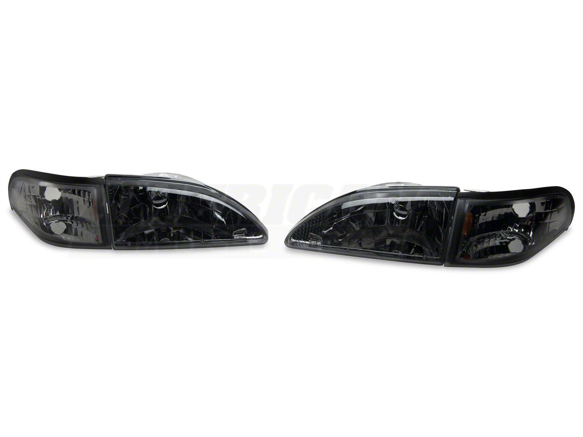 Raxiom Axial Series Cobra Style Headlights; Black Housing; Clear Lens (94-98 Mustang)