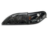 Raxiom Axial Series Cobra Style Headlights; Black Housing; Clear Lens (94-98 Mustang)