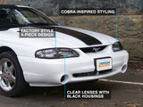 Raxiom Axial Series Cobra Style Headlights; Black Housing; Clear Lens (94-98 Mustang)