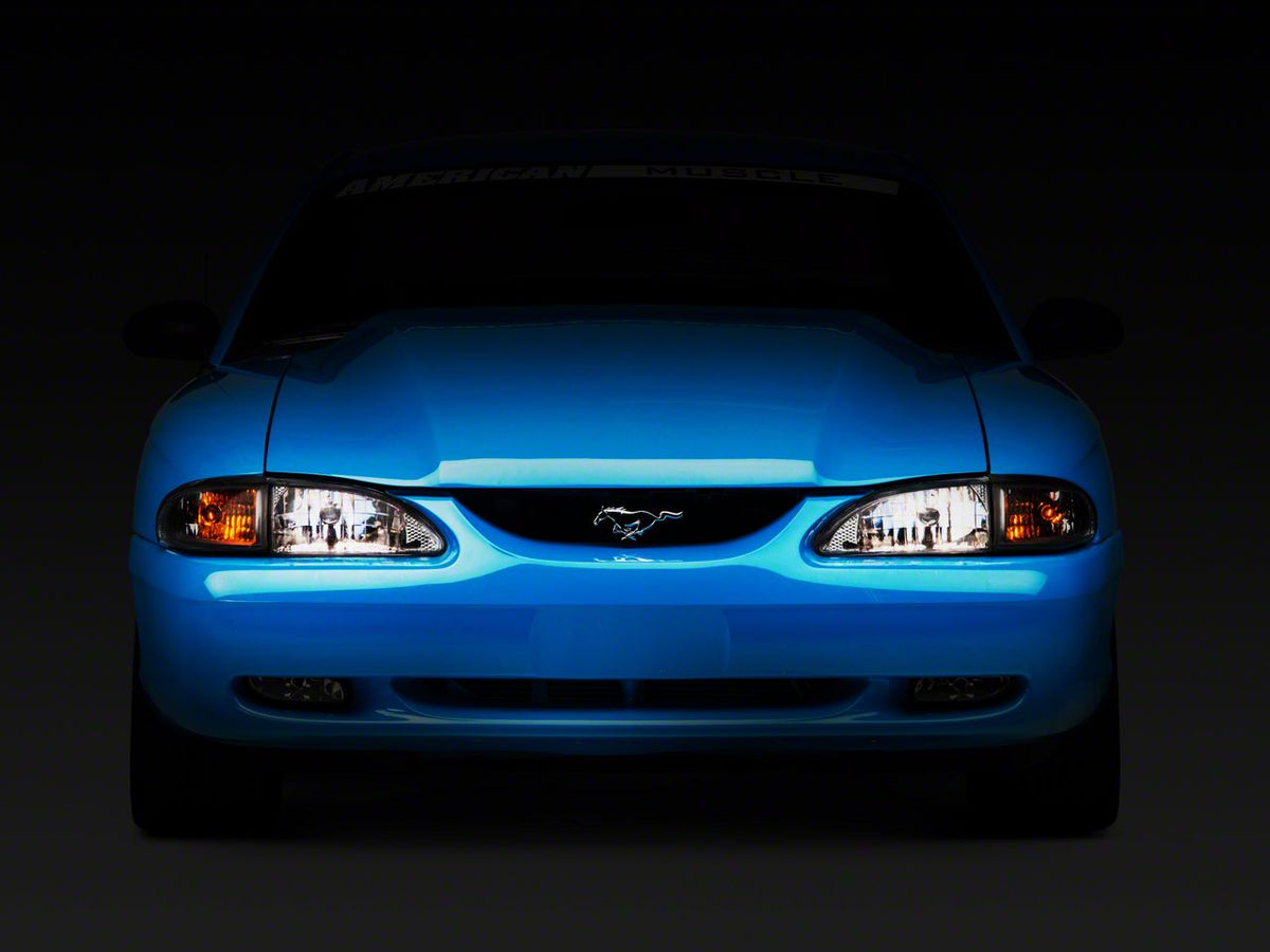 Raxiom Axial Series Cobra Style Headlights; Chrome Housing; Clear Lens (94-98 Mustang)