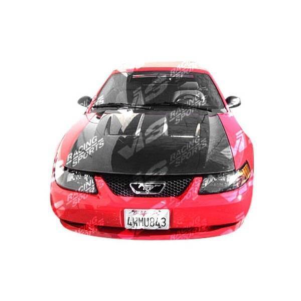 1994-1998 Ford Mustang 2 doors Heat Extractor Style Carbon Fiber Black Hood