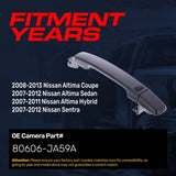 Exterior Door Handle Black Primed Replacement for Nissan Altima Coupe 08-13, Altima Sedan 07-12, Altima Hybrid 07-11, Sentra 07-12 OE Part # 80606-JA59A | Front Right Passenger Side w/o Keyhole Cover