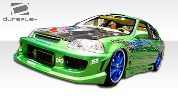 1996-2000 Honda Civic 2DR / HB Duraflex Spyder Side Skirts Rocker Panels - 2 Piece