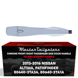 Exterior Door Handle Chrome Replacement for Nissan Altima (13-15), Pathfinder (13-16) OE Part # 80640-3TA3A, 80640-3TA1A | Front Right Passenger Side w/o Keyhole