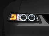 Raxiom Dual Led Halo Projector Headlights; Chrome Housing; Clear Lens (99-04 Mustang)