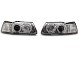 Raxiom Dual Led Halo Projector Headlights; Chrome Housing; Clear Lens (99-04 Mustang)