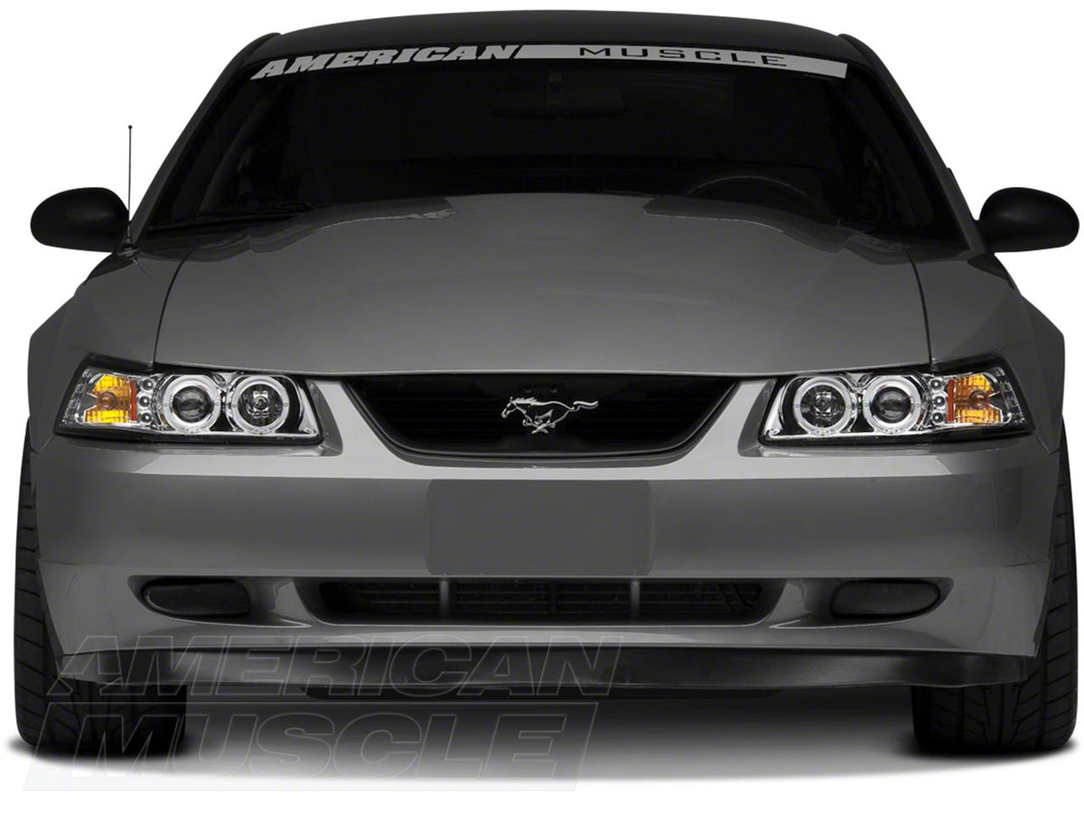 Raxiom Dual Led Halo Projector Headlights; Chrome Housing; Clear Lens (99-04 Mustang)