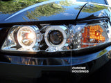 Raxiom Dual Led Halo Projector Headlights; Chrome Housing; Clear Lens (99-04 Mustang)