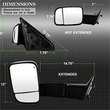 xTune Dodge Ram 1500 09-12 Manual Extendable - POWER Heated Adjust Mirror with LED Signal Black Housing - LEFT Fit: Ram 2500/3500 10-12