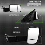 xTune Dodge Ram 1500 09-12 Manual Extendable - POWER Heated Adjust Mirror with LED Signal Black Housing - Right Fit: Ram 2500/3500 10-12
