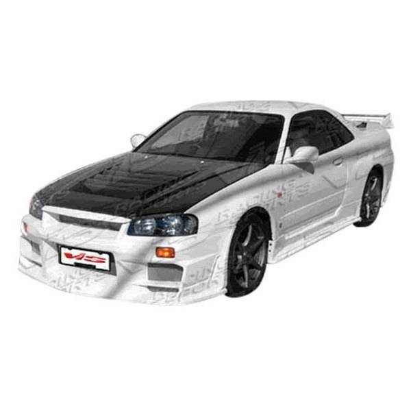 1999-2001 Nissan Skyline R34 GTR 2 doors TECHNO R Style Carbon Fiber Black Hood