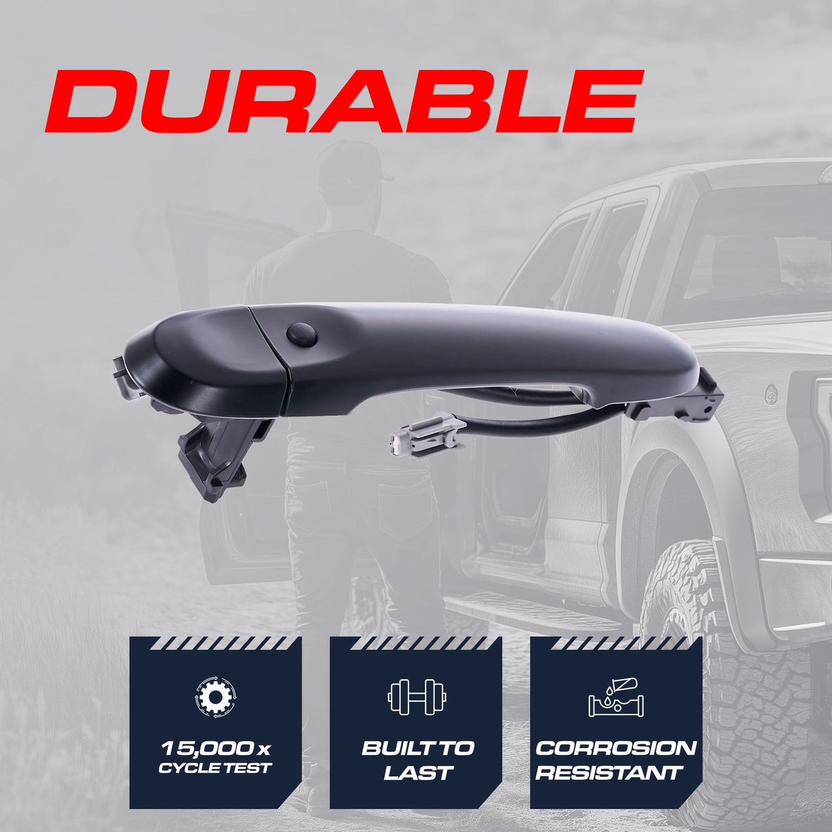 Exterior Door Handle Black Primed Replacement for Nissan Cube (2009-2014), Juke (2014-2017) OE Part # 80640-1FA5B | Back Left Driver Side w/o Keyhole