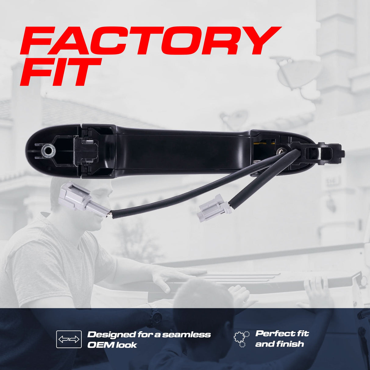 Exterior Door Handle Black Primed Replacement for Nissan Cube (2009-2014), Juke (2014-2017) OE Part # 80640-1FA5B | Back Left Driver Side w/o Keyhole