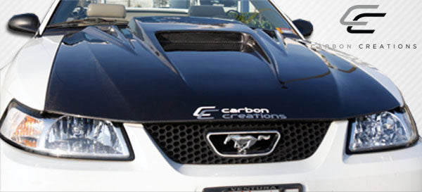 1999-2004 Ford Mustang Carbon Creations Spyder 3 Hood - 1 Piece