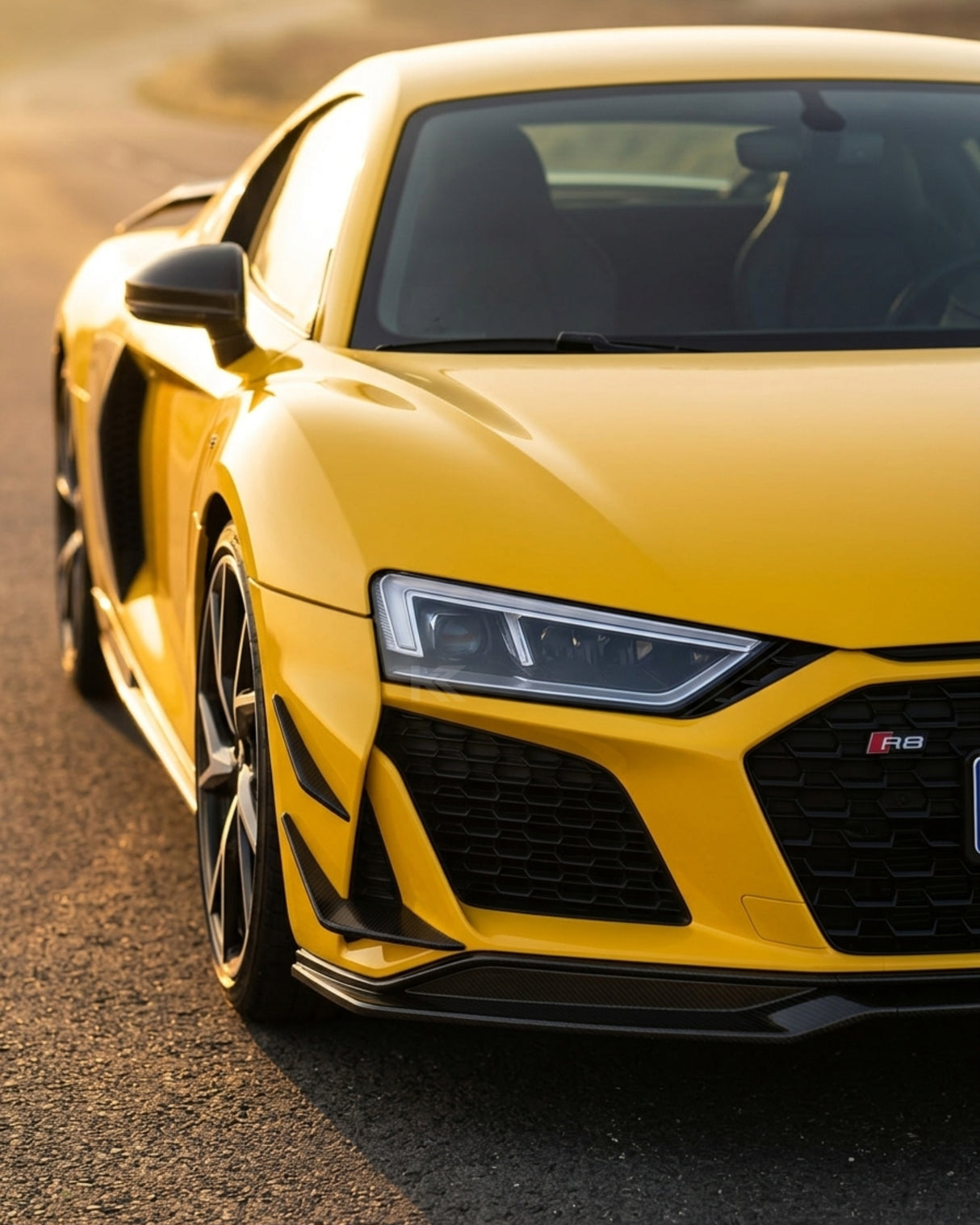 2022–2023 Audi R8 V10 GT & Performance Coupe P-Style Front Bumper Canards – Dry Carbon Fiber