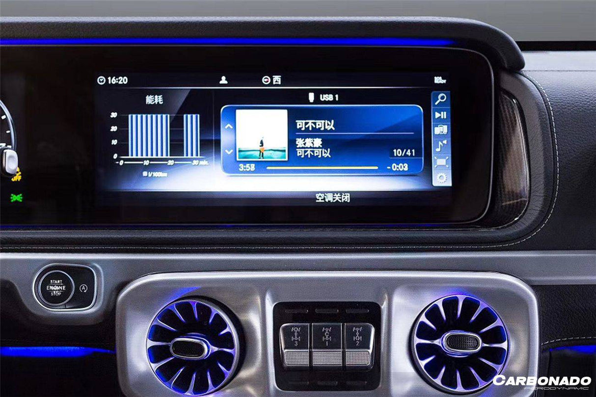 2019-2022 Mercedes Benz G Wagon W464 Dry Carbon Fiber Screen Surround Panel Replacement Carbonado (OE) Fits: G550, G63 AMG