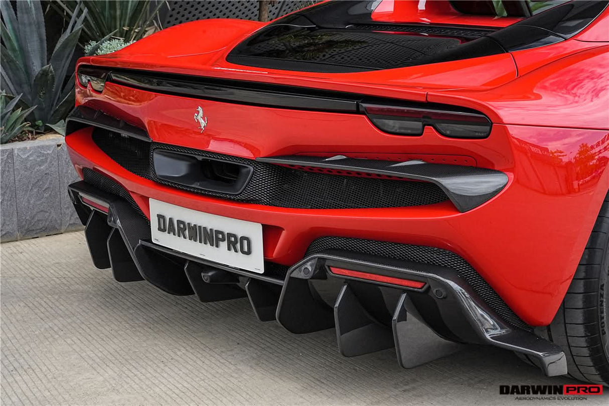 DarwinPRO 2022-2026 Ferrari 296 GTB & GTS Type F171 iMP Style Carbon Fiber Rear Bumper Trim
